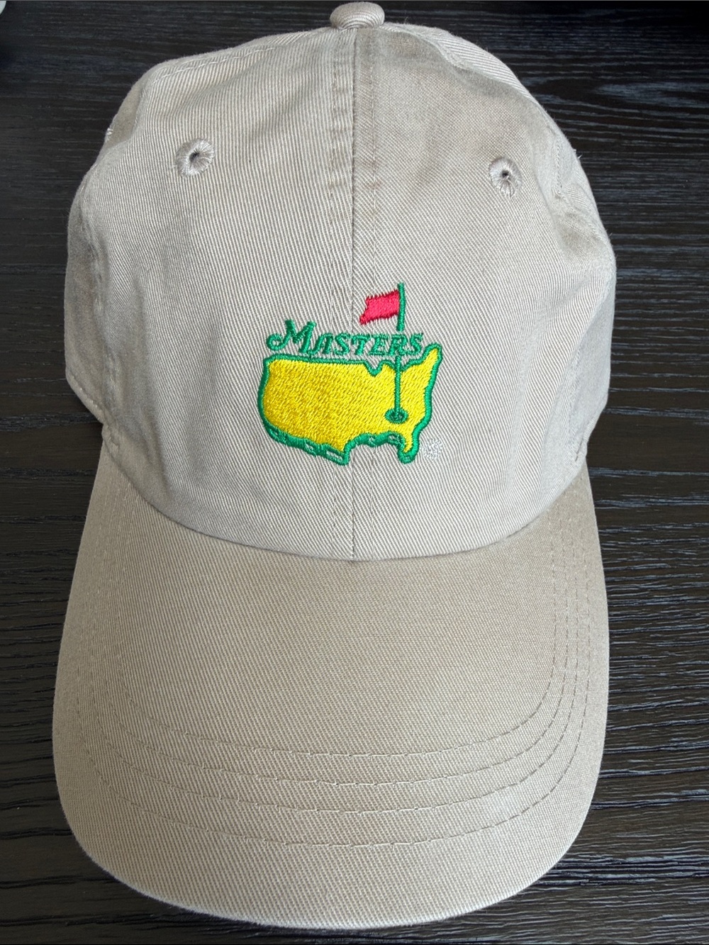 Masters Beige Kids Hat with Yellow & Green Embroidered Logo and Red Flag